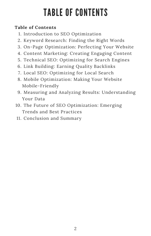 SEO Optimization Ebook