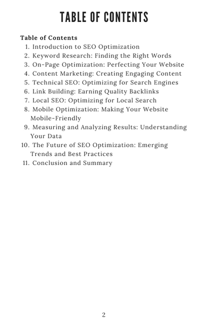 SEO Optimization Ebook